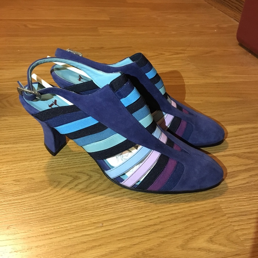 NWT Thierry Rabotin Fancy Cobalt Suede Heels